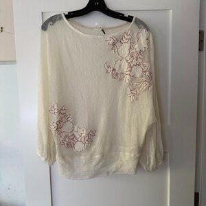 Cream And White Akemi & Kin embroidered floral top